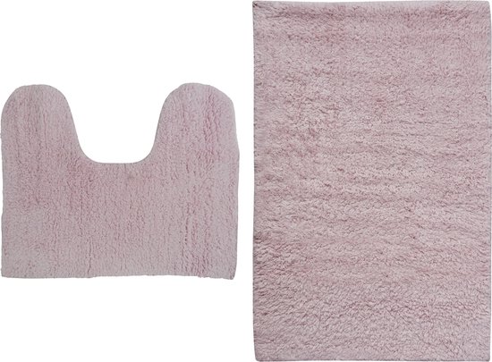 MSV Ensemble tapis de bain/tapis de bain - pour le sol - rose clair - 45 x 70 cm/45 x 35 cm