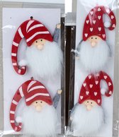 Kersthangers - gnomes/kabouters - 4x st- vilt -7 cm - kerstornamenten