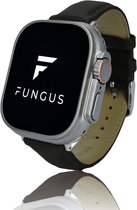 Fungus - Smartwatch bandje - Geschikt voor Apple Watch 38 / 40 / 41 mm - Series 1 2 3 4 5 6 7 8 9 SE iWatch - Leer - Classic - Zwart, zilver connector