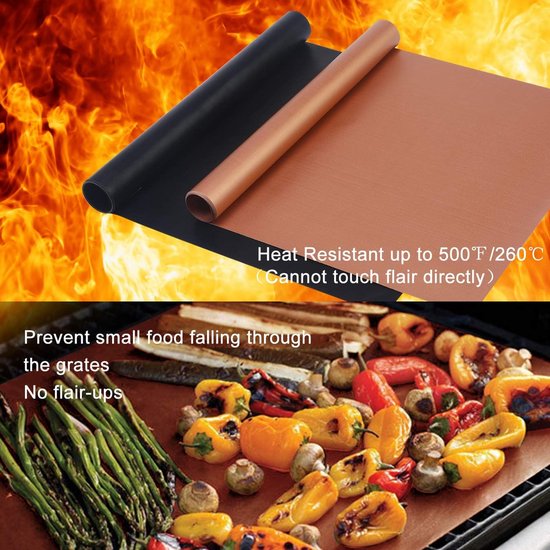 BBQgrillmat voor gasgrill, 180 x 40 cm, herbruikbaar, antiaanbak
