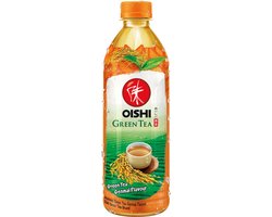 24 x Oishi Groene Thee Bruine Rijst 500 ml – Verfrissende Japanse Genmaicha – IJsthee met Groene Thee & Rijst