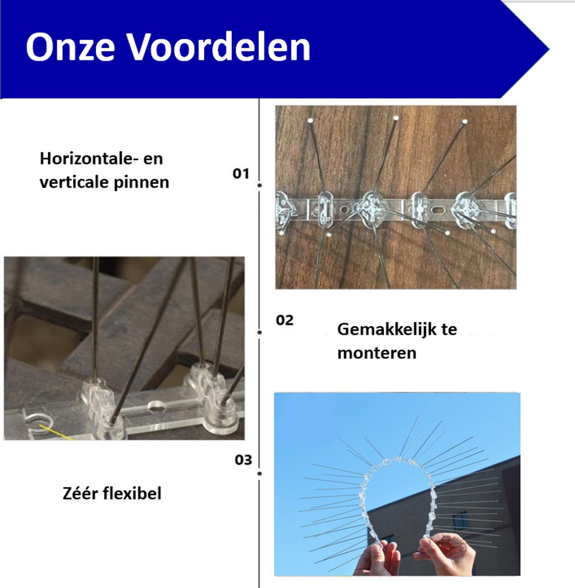 5 meter Duivenpinnen. Afstand Tussen Pinnen 14 cm. 40 V-Vormige