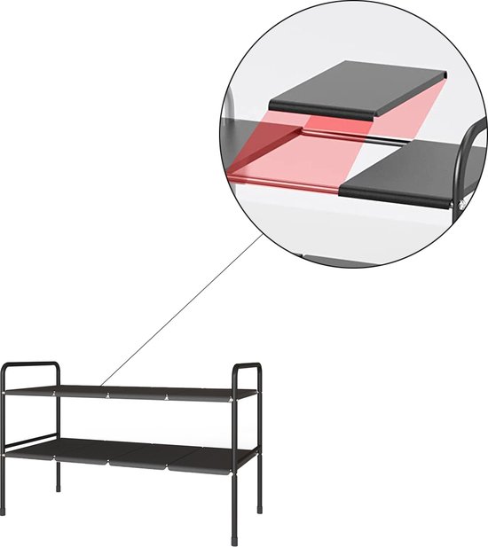 Néos® Schoenenrek - Schoenbank Opbergrek - Zwart - 63x30x87cm