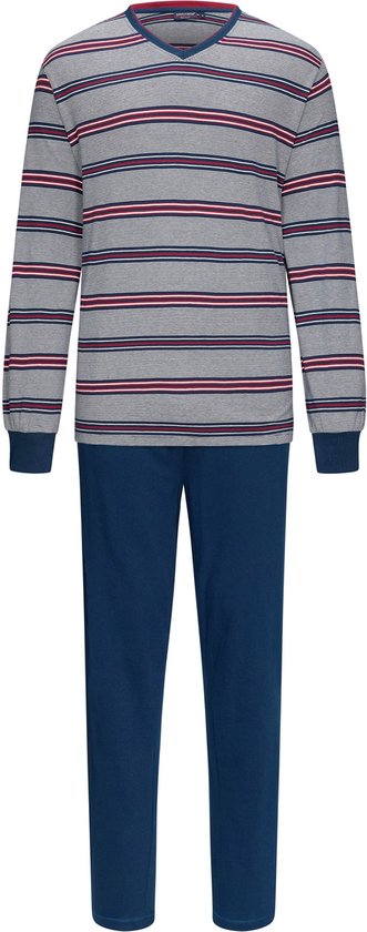 Pastunette for Men - Heren Pyjama set Ralph - Grijs / Blauw - Katoen - Maat S