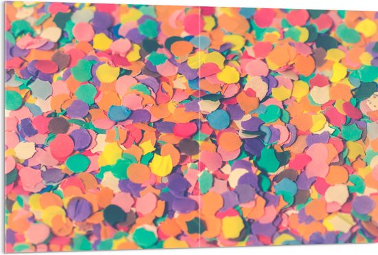 Acrylglas - Confetti - Gekleurd - Vormen - Vrolijk - 120x80 cm Foto op Acrylglas (Met Ophangsysteem)