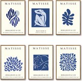 3 dubbelzijdige kunstdruk posterset, DIN A3 (30cm x 42cm), stijlvolle wandposter, 6 wandschilderijen, dubbelzijdige afbeeldingen (Matisse Blue, zonder lijst - DIN A3)
