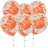 Oranje Confetti Ballon EK WK Koningsdag Versiering Oranje Helium Ballonnen Feest Versiering Papieren Confetti 25 Stuks