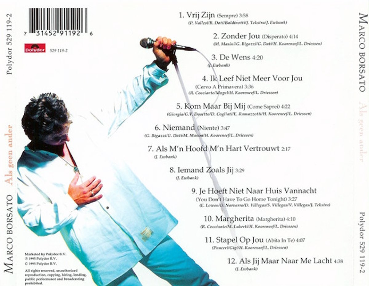 Marco Borsato - Als Geen Ander (CD), Marco Borsato | CD (album