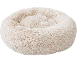 Donut Hondenmand - Kattenmand - Maat S - 50cm (ligvlak van 35cm) - Beige - Fluffy en Wasbaar