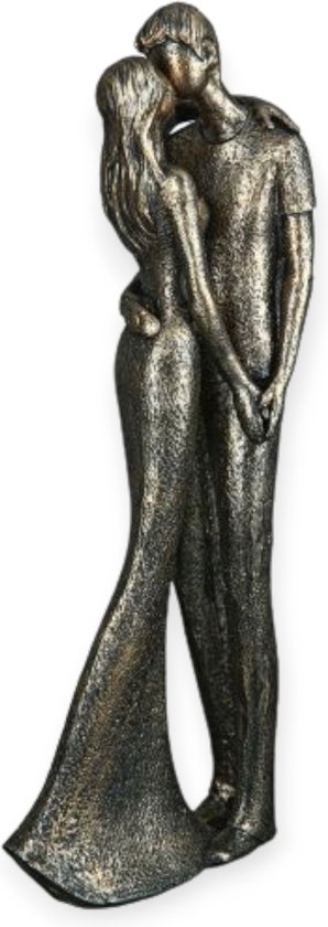 Gilde Handwerk - Sculptuur Beeld - Jij en ik - Polyresin - Robuust Goud - 30cm