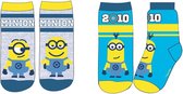 Minions sokken voor jongens blauw geel 31-34 - stoere sokken karakter Minion felle kleuren gaaf