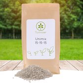 Unimix 15-15-15 - 1,5kg - 50m² - Een echte alleskunner met de juiste verhouding die uw planten nodig hebben tijdens het groeiseizoen - Kunstmest - Gazonmest - Tuinmest - Moestuin - hersluitbare verpakking