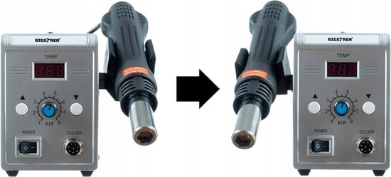 Digitale Soldeerstationkit, 8586 Soldeerstation 750W Digitale Display 2 In 1 Smd Rework Heat Gun Soldeerbout Esd Lassen Teruglassen Reparatie Tool Helpende Handen Solderen (Color : Sliver, Size : A