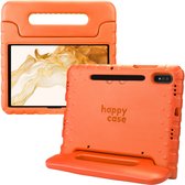 HappyCase Kinder Tablethoes Geschikt voor Samsung Galaxy Tab S7/S8 | Kindvriendelijke Hoes | Beschemhoes | Kinderhoes | met Handvat en Standaard | Oranje