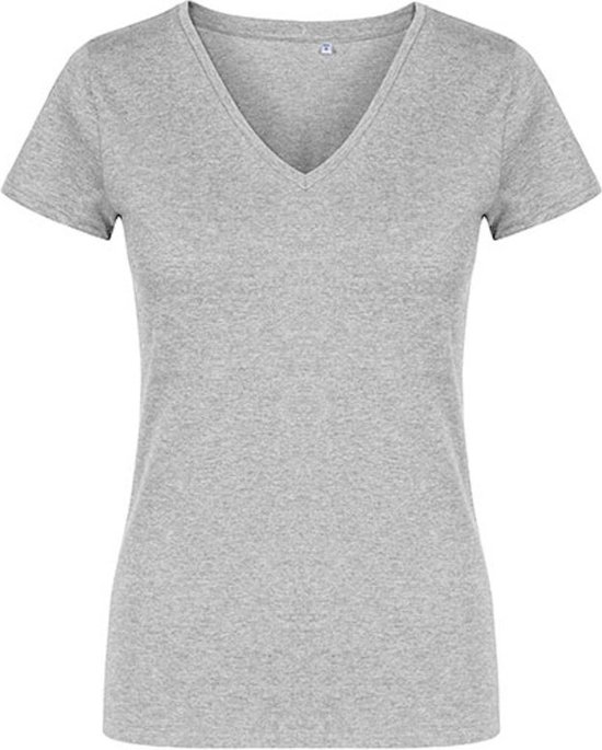 Women´s V-hals T-shirt met korte mouwen Heather Grey - L