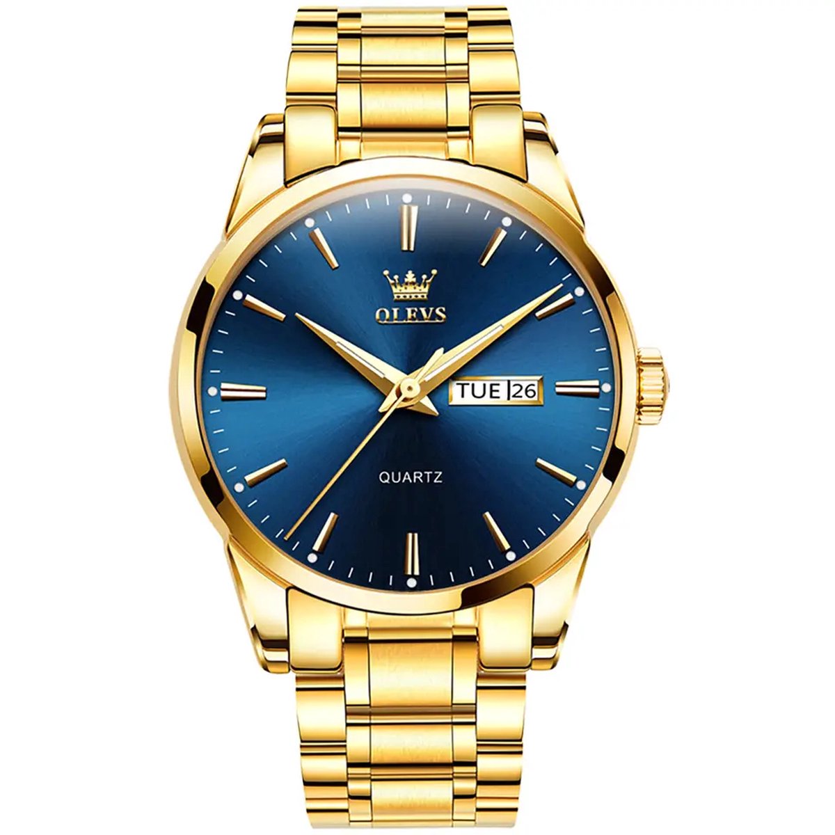 Heren Horloges- horloges voor mannen-OLEVS-goud-blauw-Watches-Cadeau