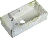Fontaine Mia 40,5x20x10,5cm aspect marbre blanc vert gauche sans trou pour robinetterie
