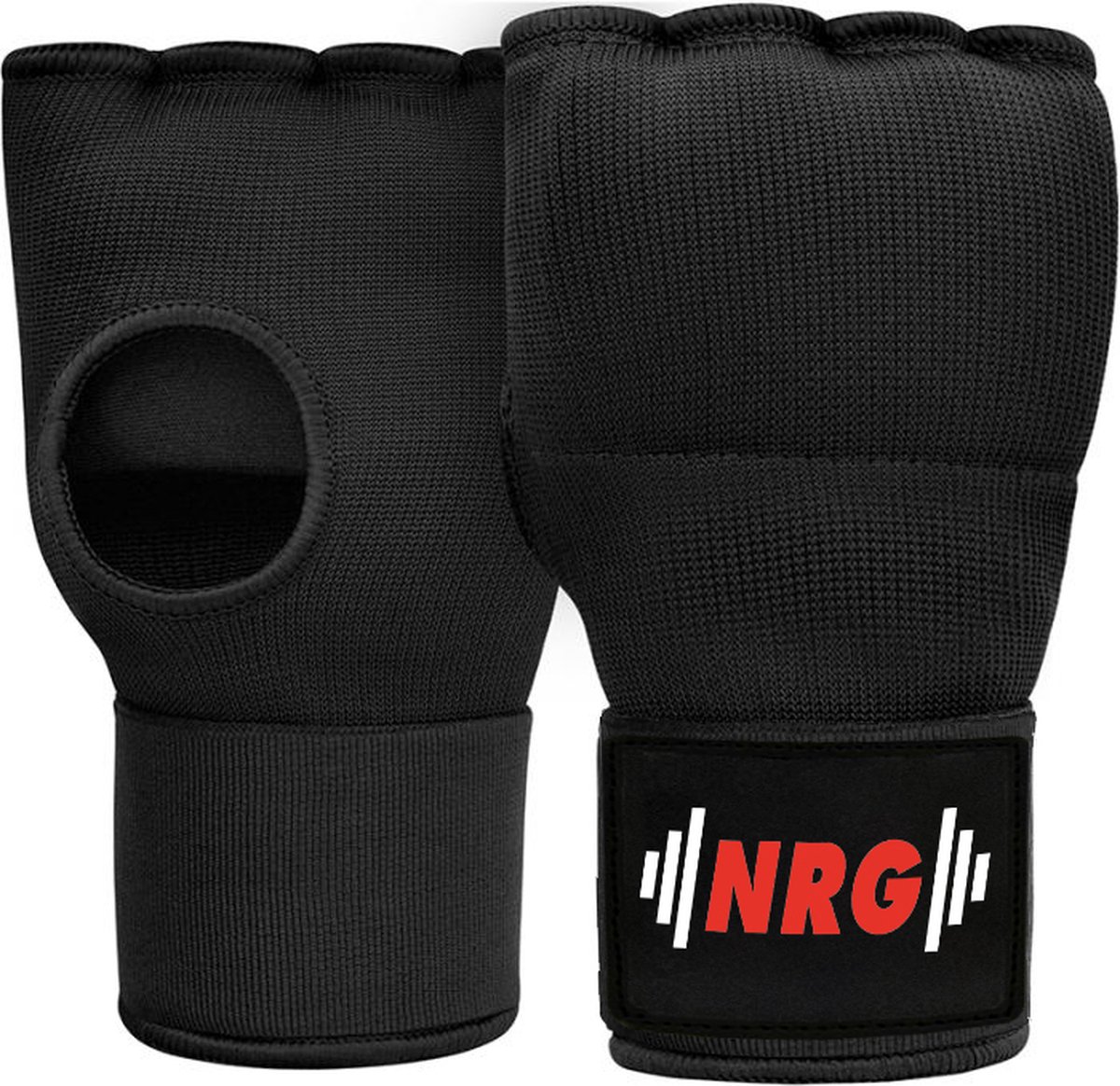 NRG Boxing - Bandage Boksen - Binnenhandschoenen Boksen - Zwart - Katoen - Gel Padding - Met 75 cm lange bandage - Kickboksen -Maat L