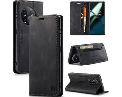 Luxe Flip Case met RFID Bescherming Kaarthouder en Magneetsluiting voor OnePlus 11 _ Zwart