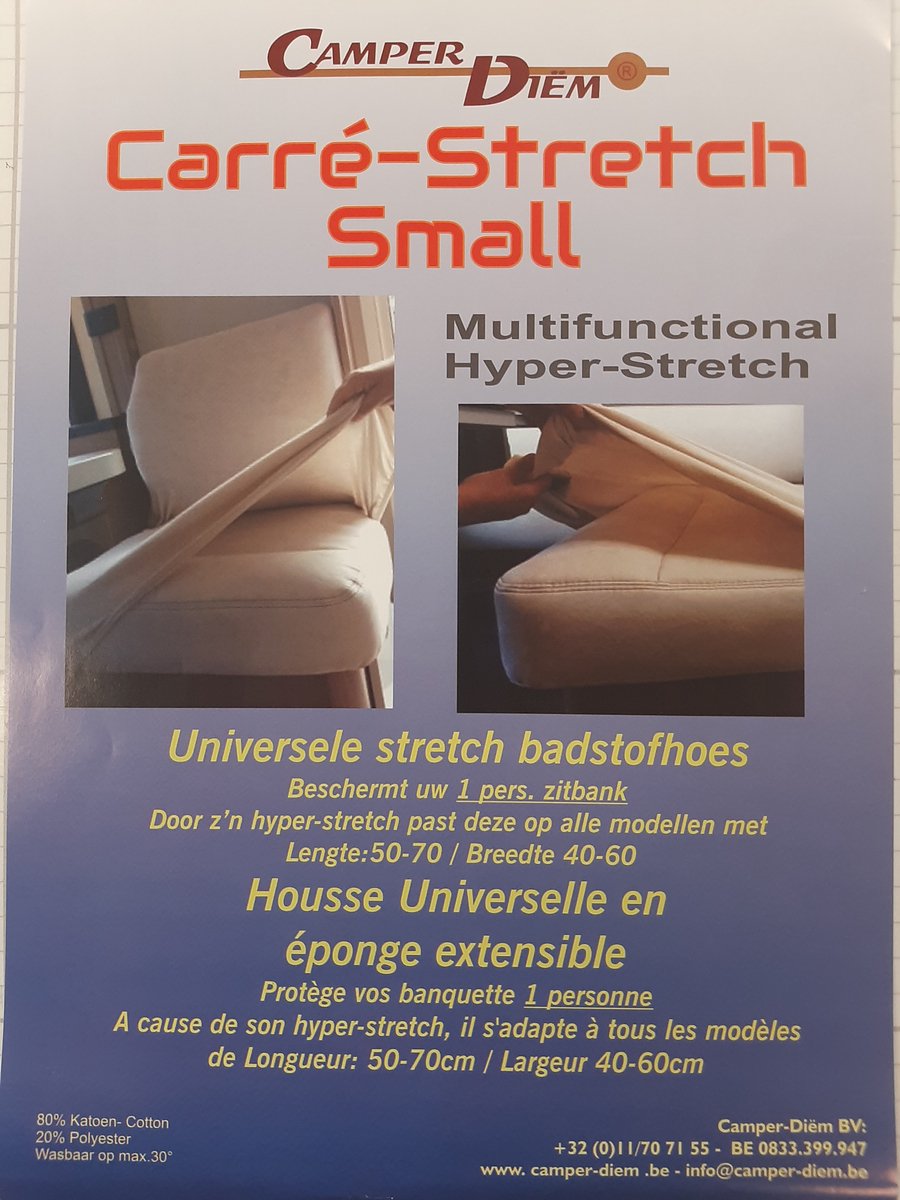 Bankhoes bescherming SMALL voor Camper / Mobilhome / Caravan Carré Stretch SMALL badstofhoes per stuk kleur Camel universeel model