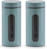 3x Boîtes / bocaux de conservation vert eucalyptus avec fenêtre 1200 ml - Zeller - Ustensiles de cuisine - Bocaux de conservation / bocaux de conservation - Boîtes de conservation / boîtes de stockage - Consservation alimentaire