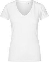 Women´s V-hals T-shirt met korte mouwen White - M