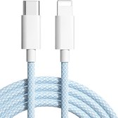 Cabletech - USB C Kabel - USB C Naar Lightning - Snellader - Gevlochten - 2M - Blauw