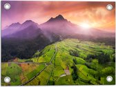 Tuinposter – Uitzicht over de Rijstvelden in het Indonesische Landschap - 40x30 cm Foto op Tuinposter (wanddecoratie voor buiten en binnen)
