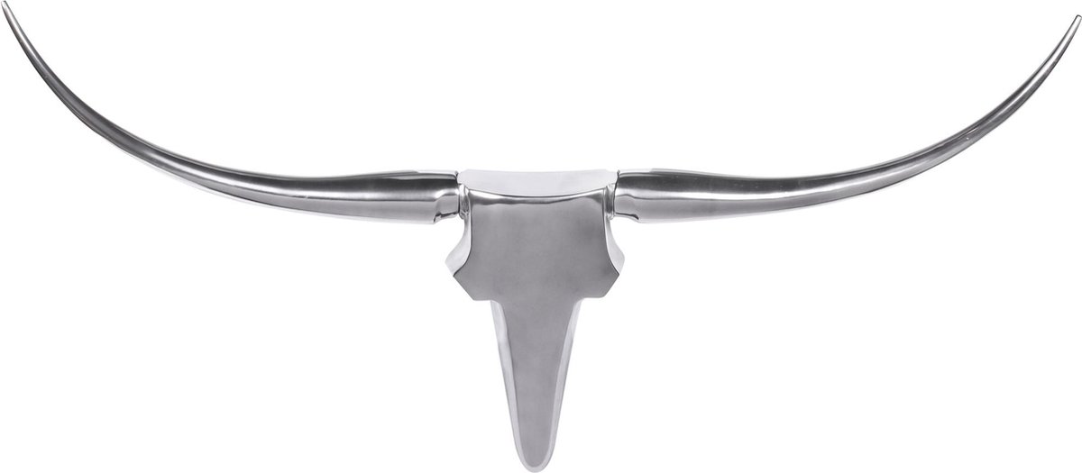 Bull Antlers Decor - Zilver Aluminium - 100cm Moderne Wanddecoratie - Decoratieve Hoorns - Jachttrofee - Longhorn Wandsculptuur