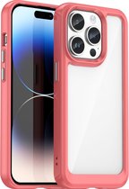 Mobigear Crystal Phone Case adapté pour Apple iPhone 15 Pro Hardcase Back Cover Case - Transparent / Rouge
