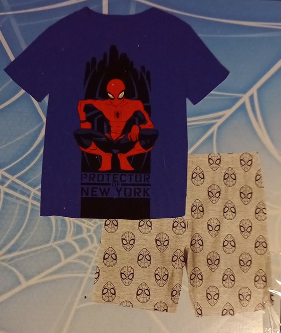 Spiderman - shortama - pyjama - blauw - grijs - maat 98/104