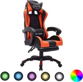 vidaXL - Racestoel - met - RGB - LED-verlichting - kunstleer - oranje - en - zwart
