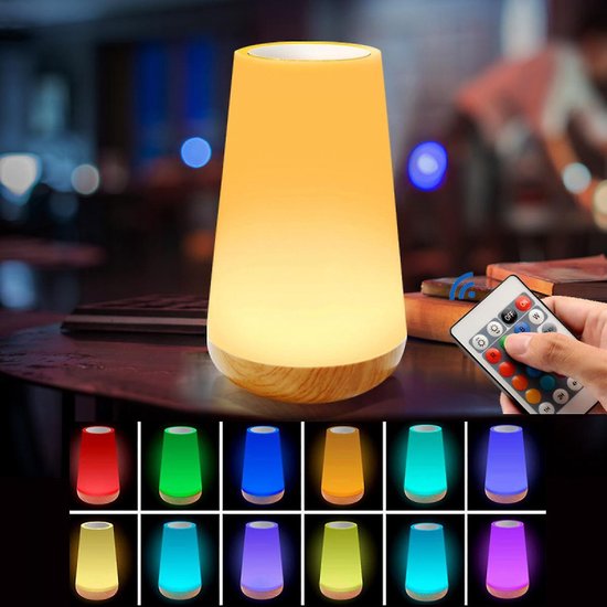 Tafel / Nachtlampje - RGB - USB Oplaadbaar Met Afstandsbediening, Wit Warm  licht en