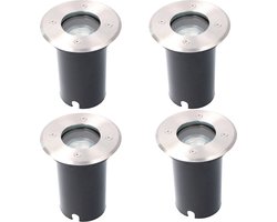 Merkloos Proventa HeavyDuty LED Grondspots IP67 - Rond - 4 x inbouw tuinspots buiten - warm wit - Ledlamp - Spot - Inbouwspot - Grondspot