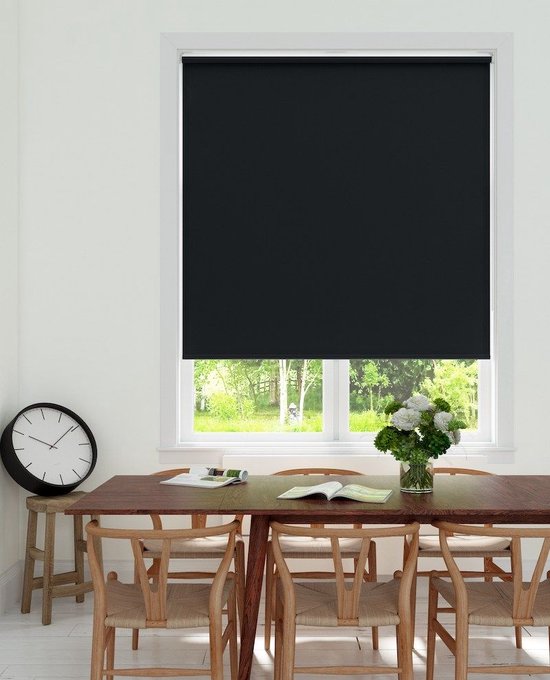 Rolgordijn - Verduisterend - zonwerend - met klemmen - ketting Zwart - 60cm x 190cm
