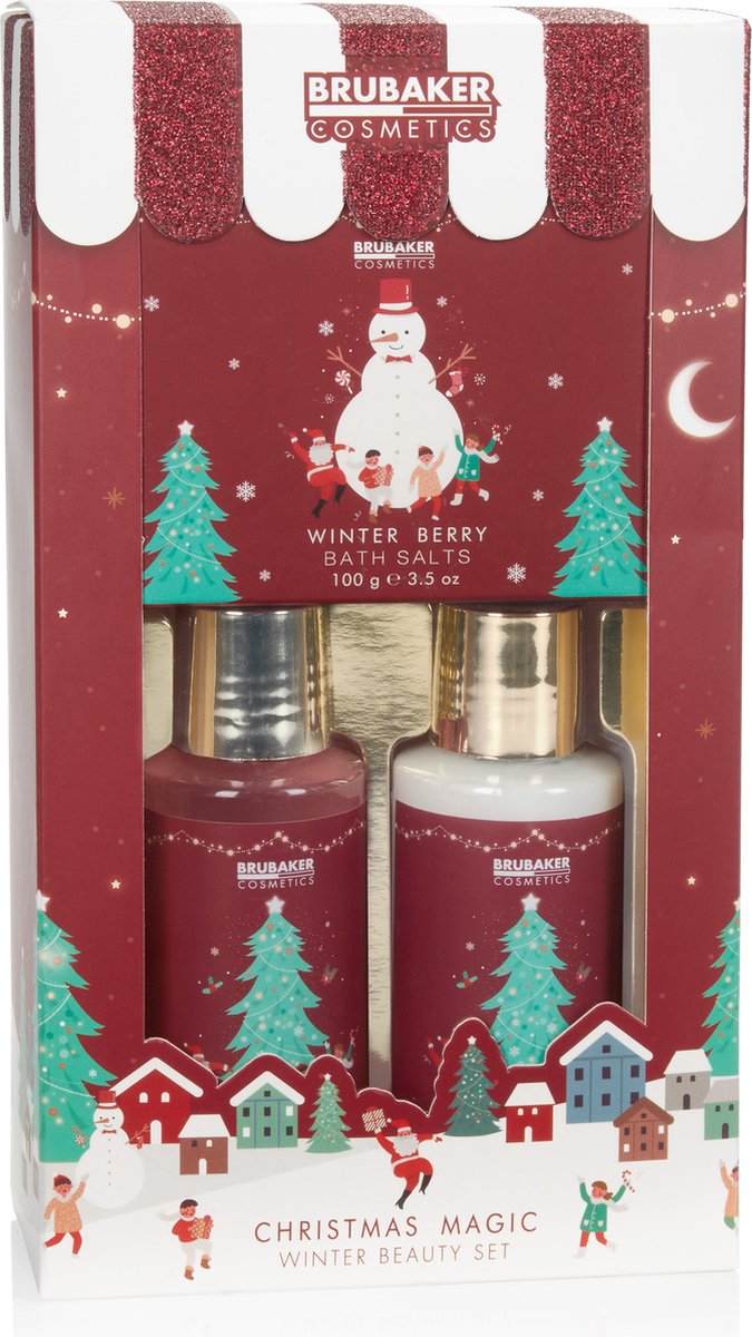 Goedkoopste Brubaker Cosmetics Bad- en Douchekado Set Winterbessengeur - 3-Delige Verzorgingsset in Kerstcadeauverpakking - Kerstpakket - Cadeautip - Cadeau Idee - Kerstcadeau - Kerstmis Set voor Dames en Heren
