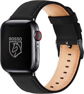 Rosso Deluxe Bracelet Cuir Véritable - Convient pour Apple Watch 38MM / 40MM / 41MM - Bracelet Montre Cuir Véritable - Zwart