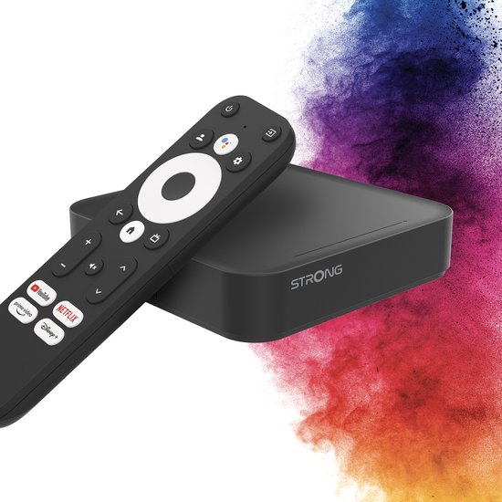 STRONG - Streaming Box Android TV 4K UHD - Leap-S3 - Chromecast ingebouwd - Google Voice Assistant compatibel - Dolby Atmos & Dolby Vision - Gemakkelijk te installeren - Zwart