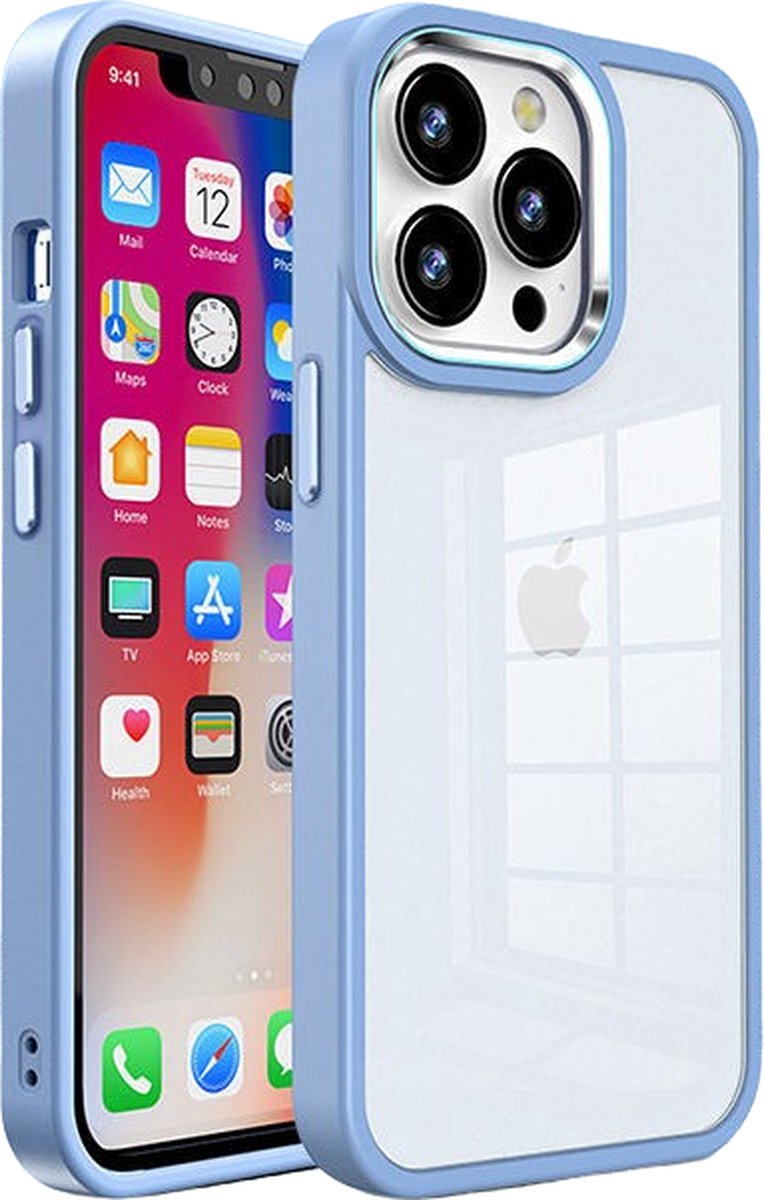 Hoozey - Hoesje geschikt voor Apple iPhone 14 Pro - Clear Case - Licht Blauw