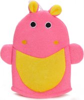 Badhandschoen voor Kinderen Roze Nijlpaard - Baby Shower Glove - Douche Handschoen - Washandjes Baby