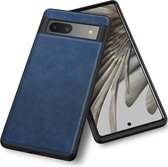 Kunstlederen Hoesje Geschikt voor de Google Pixel 7a - Stijlvolle Back Cover - Comfortabele Dunne Bescherm Hoes Blauw