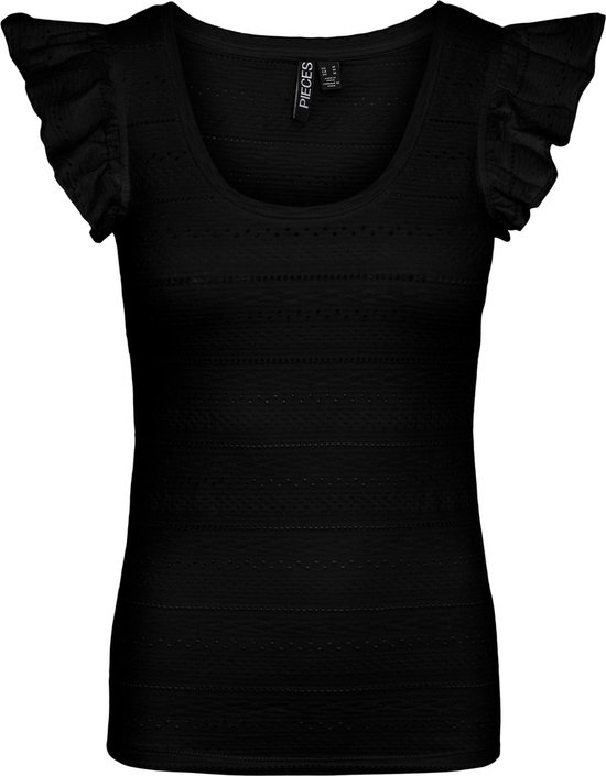 Pieces T-shirt Pcselma Sl O-neck Top Bc 17140663 Black Dames Maat - S