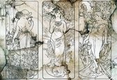 Fotobehang - Vlies Behang - Art Nouveau Vrouwen - Kunst - Line Art - 254 x 184 cm