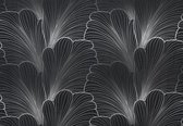 Fotobehang - Vlies Behang - Zilveren Jungle Bladeren - Kunst - 368 x 280 cm