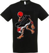 T-Shirt 1-124k Zwart cartoon schoen met bal - kids 3-4jr, Zwart