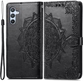 Hoesje Mandala Book Case met Pasjeshouder Zwart Geschikt voor Samsung Galaxy A54