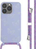iMoshion Hoesje Geschikt voor iPhone 13 Pro Hoesje Met Koord - iMoshion Siliconen design hoesje met koord - Meerkleurig / Butterfly