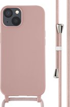 iMoshion Hoesje Geschikt voor iPhone 13 Hoesje Met Koord - iMoshion Siliconen hoesje met koord - roze