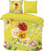 iSleep Dekbedovertrek Simone - Eenpersoons - 140x200/220 cm - Geel