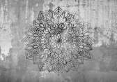 Fotobehang - Vlies Behang - Mandala op Betonnen Muur - 368 x 280 cm